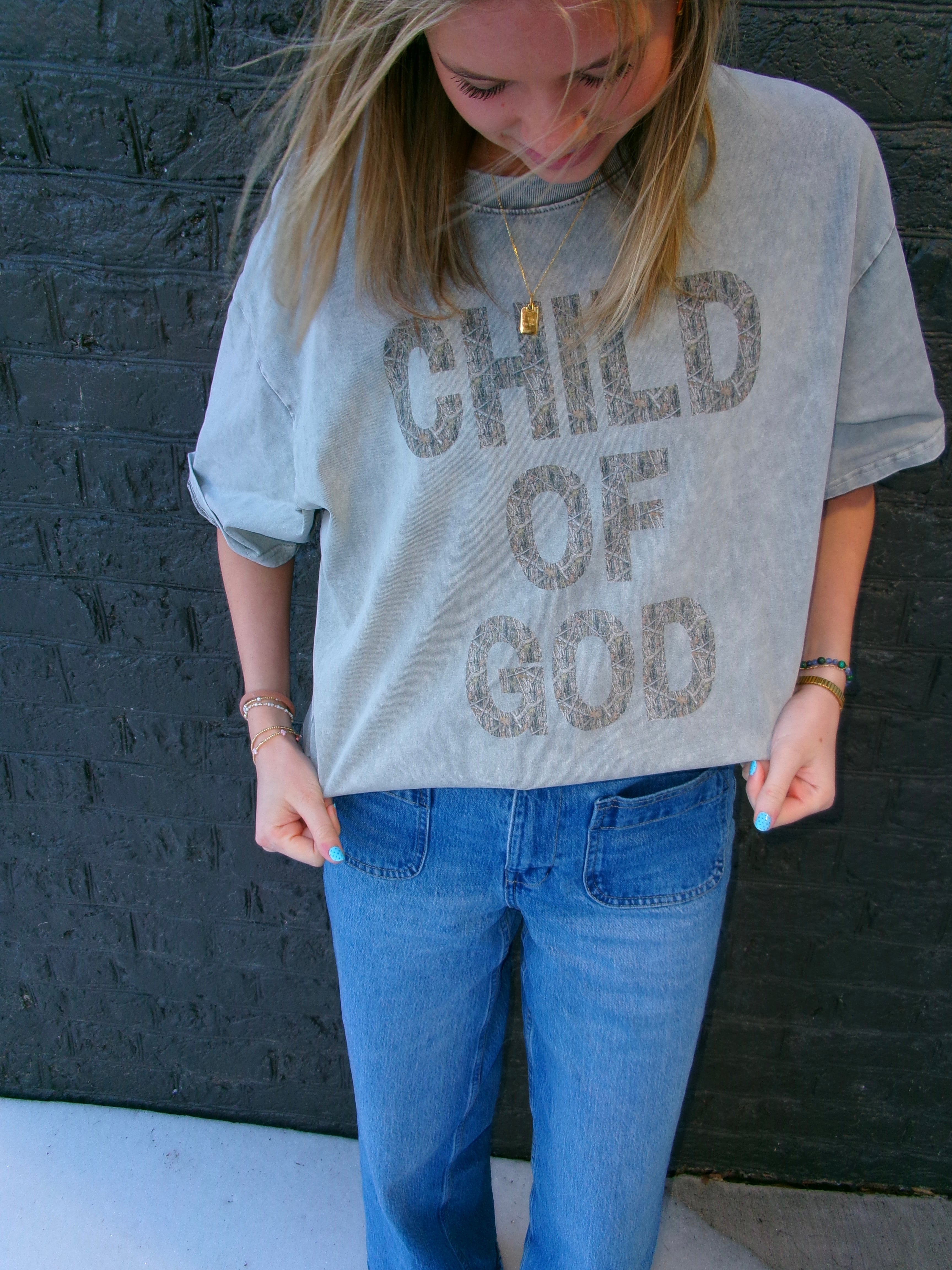 Grey Camo lettering "Child of God" T-Shirt
